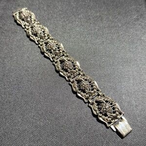 Elegant Vintage Beau Sterling Silver Ornate Panel Bracelet 6.5"  (1)